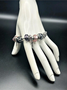 Silver & Pink Charm Bracelet